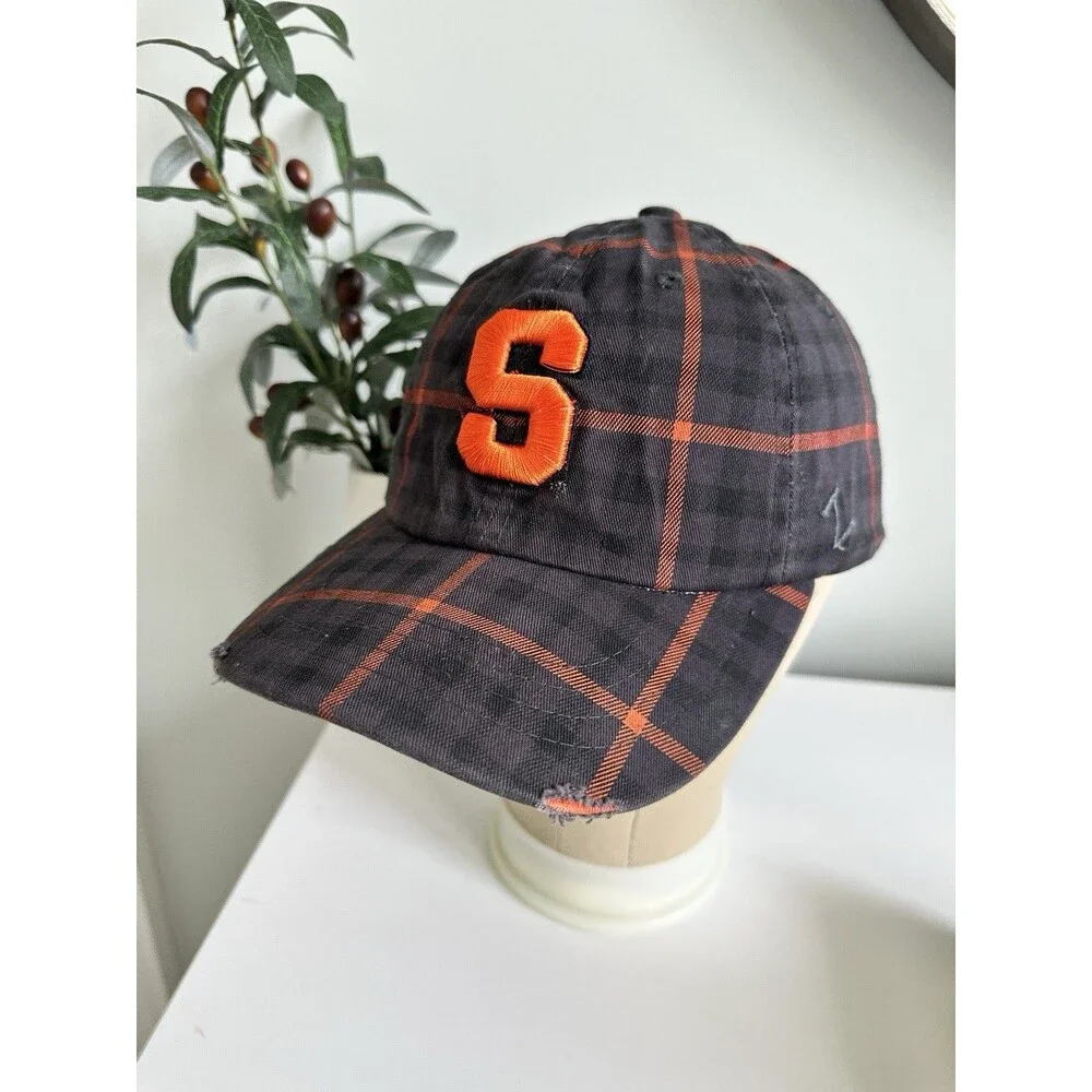 Zephyr Syracuse Orange Z-Hat Plaid Distressed Snapback Hat NCAA Cuse Cap Y2K